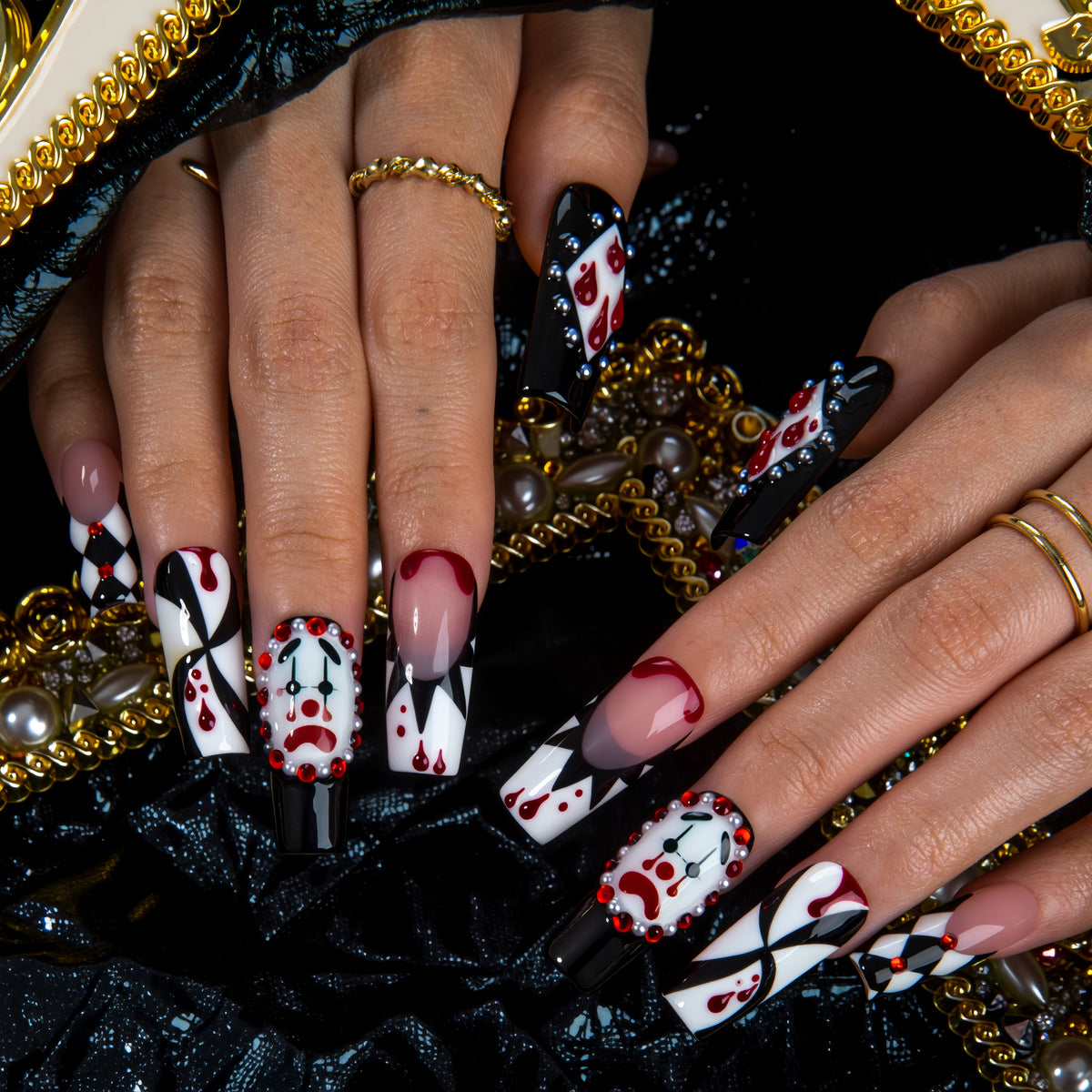 Crimson Masquerade Handmade Nails H961