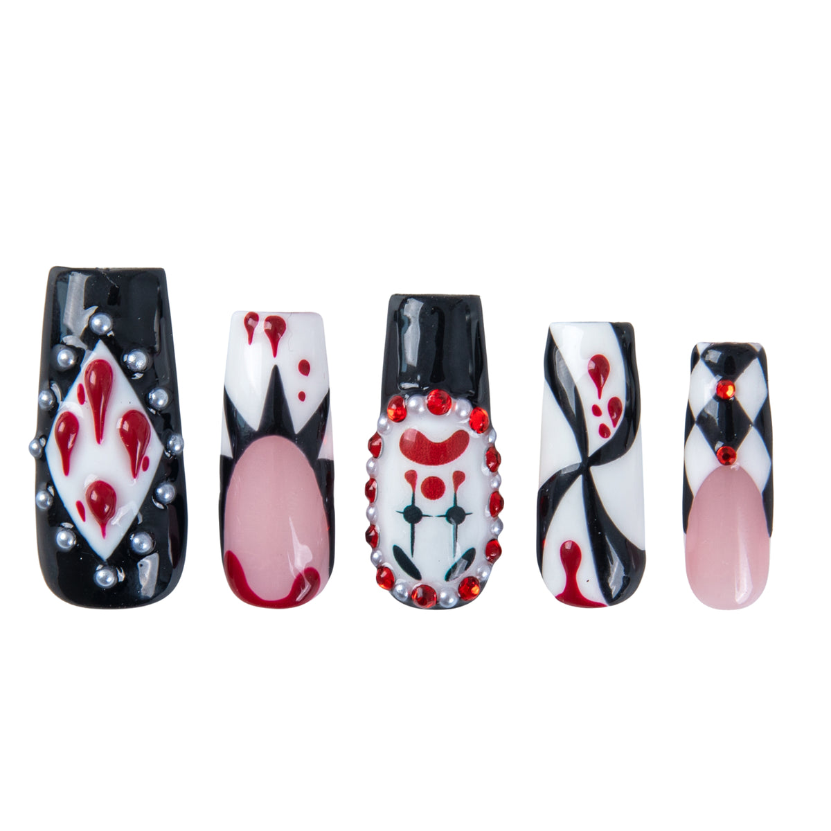Crimson Masquerade Handmade Nails H961