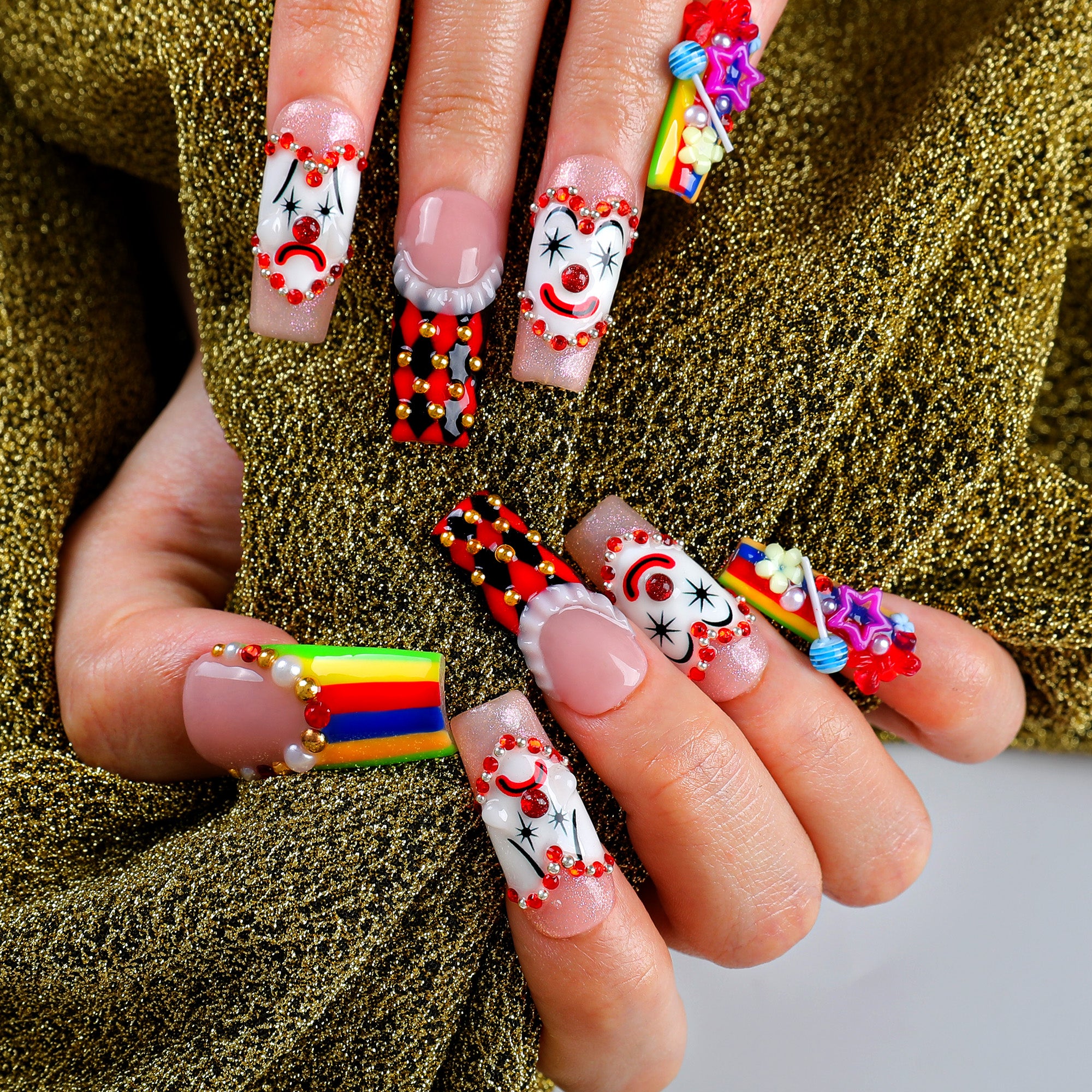Carnival Chaos Handmade Nails H962