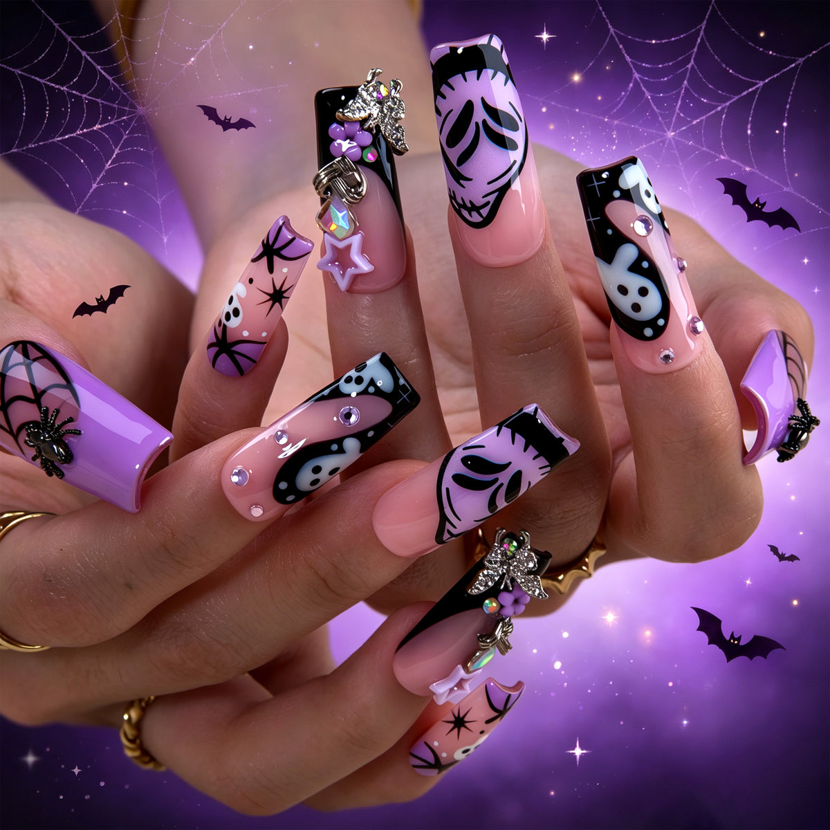 Midnight Lavender Handmade Nails H968
