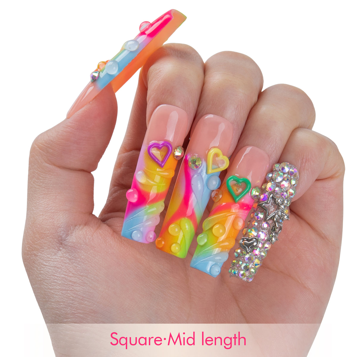 Neon Swirls Handmade Nails H972
