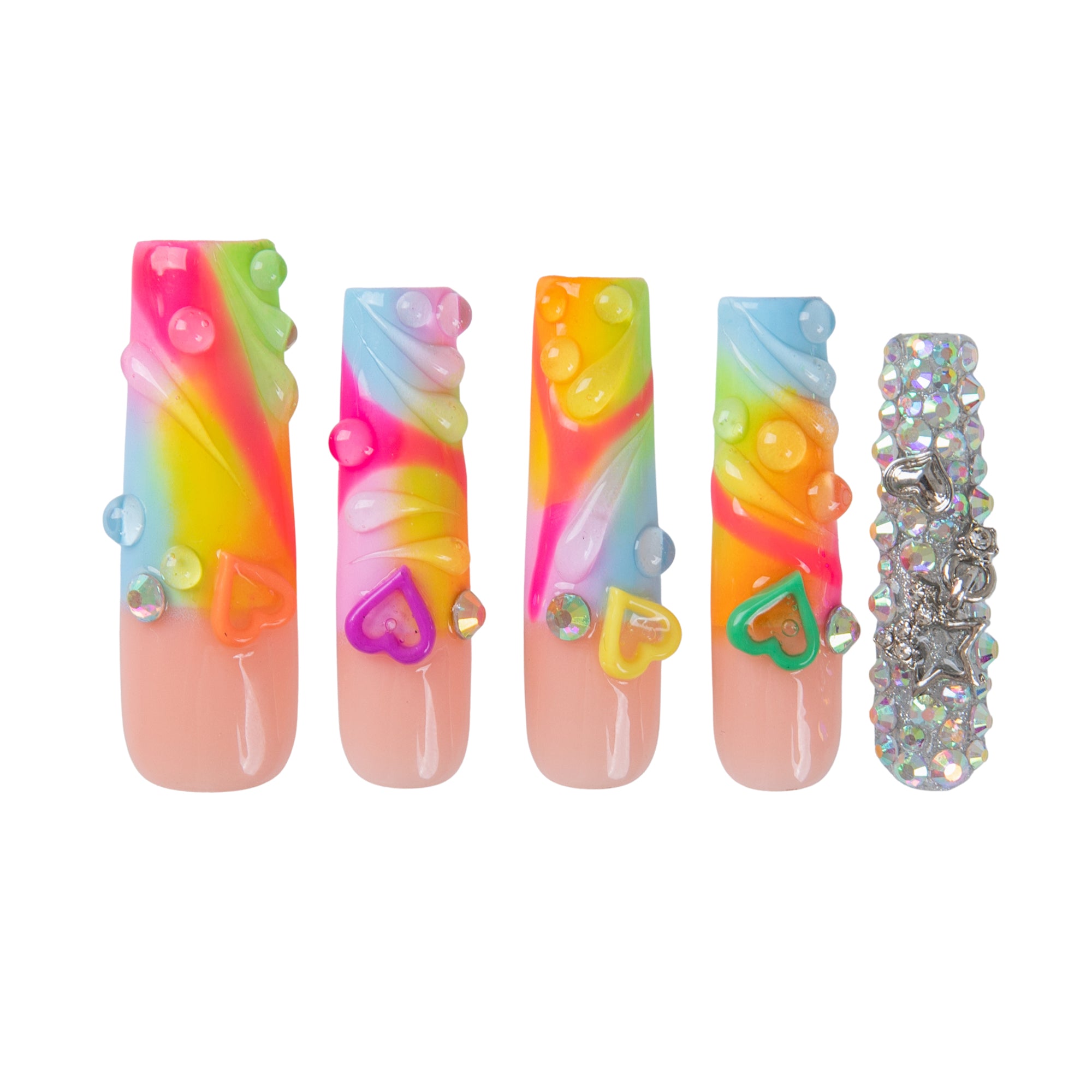 Neon Swirls Handmade Nails H972