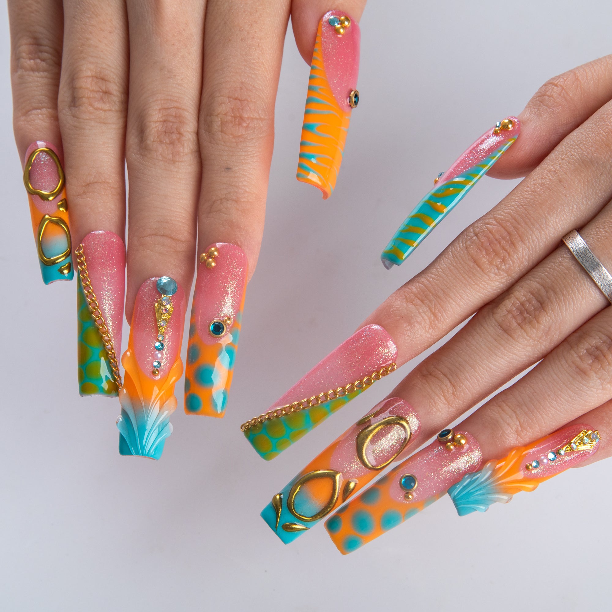 Tropical Mirage Handmade Nails H982
