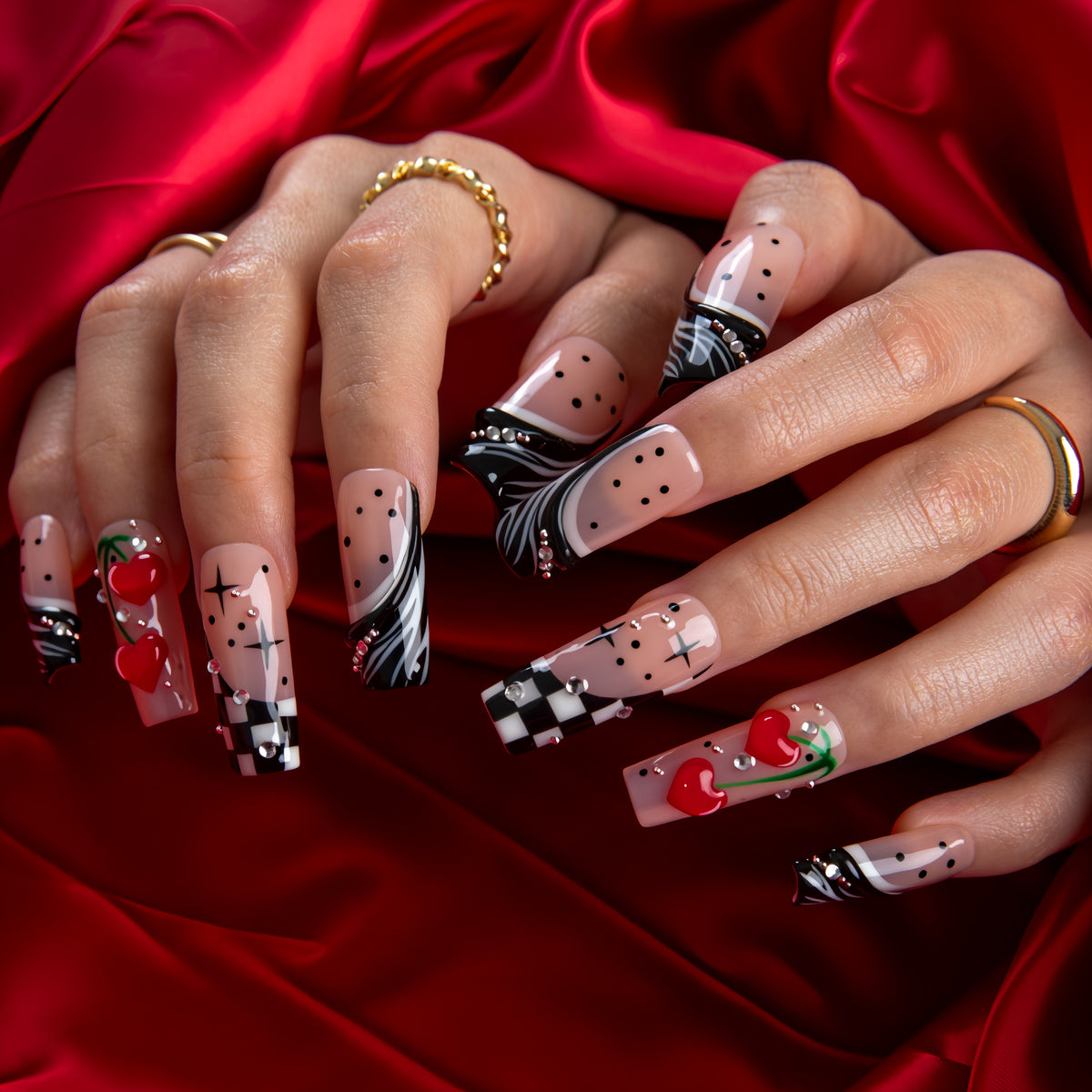 Retro Cherry Handmade Nails H987