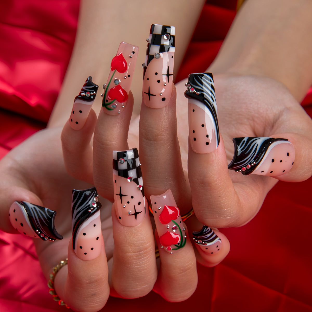 Retro Cherry Handmade Nails H987