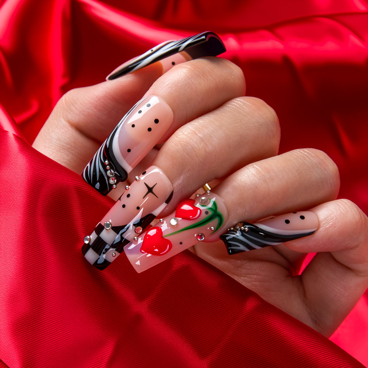 Retro Cherry Handmade Nails H987