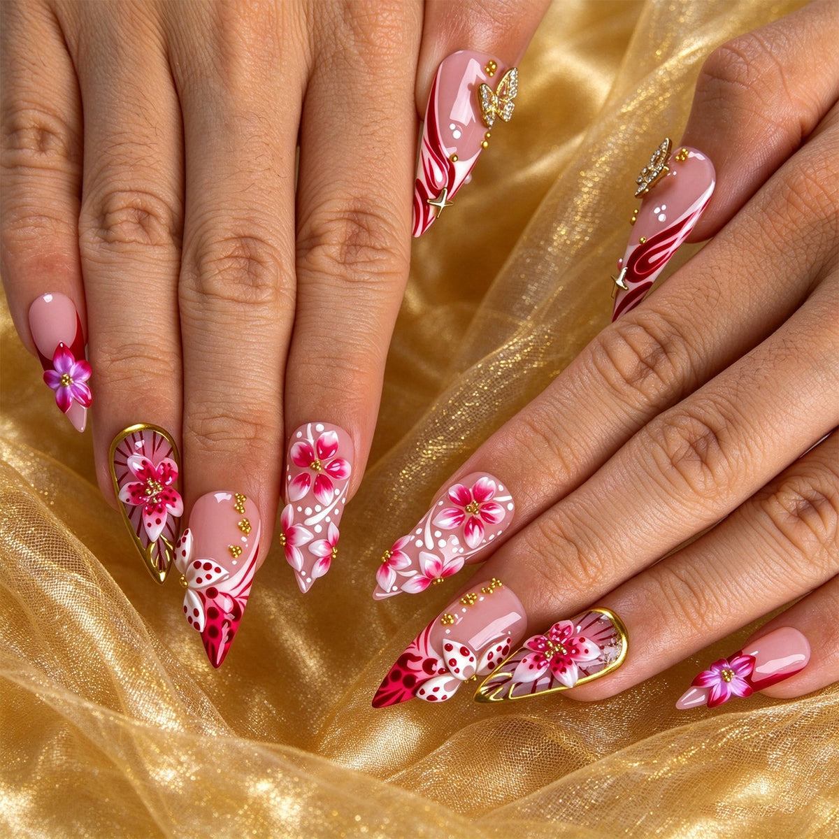 Crimson Garden Handmade Nails H992