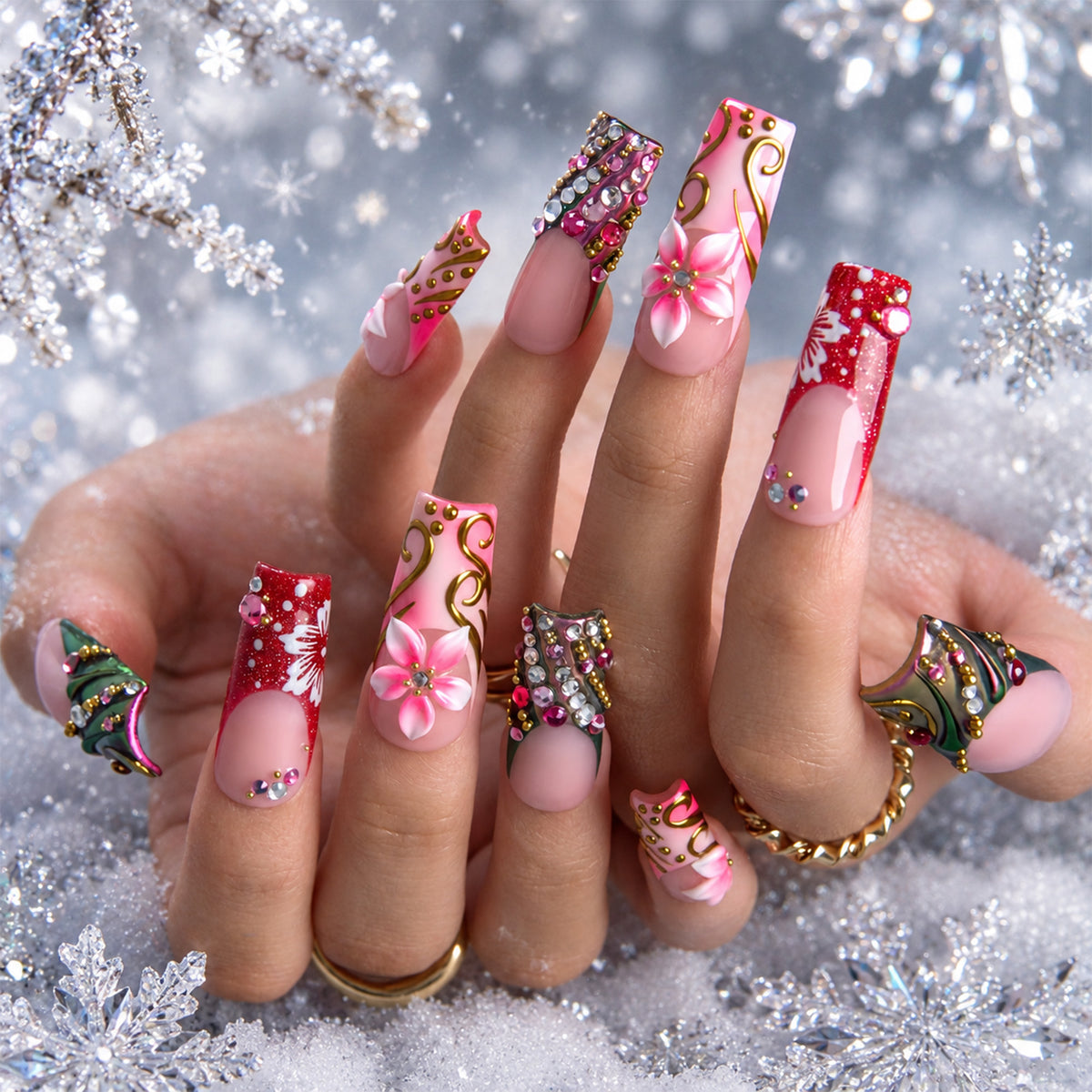 Floral Desire Handmade Nails H996