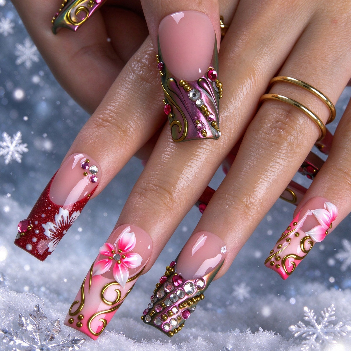 Floral Desire Handmade Nails H996