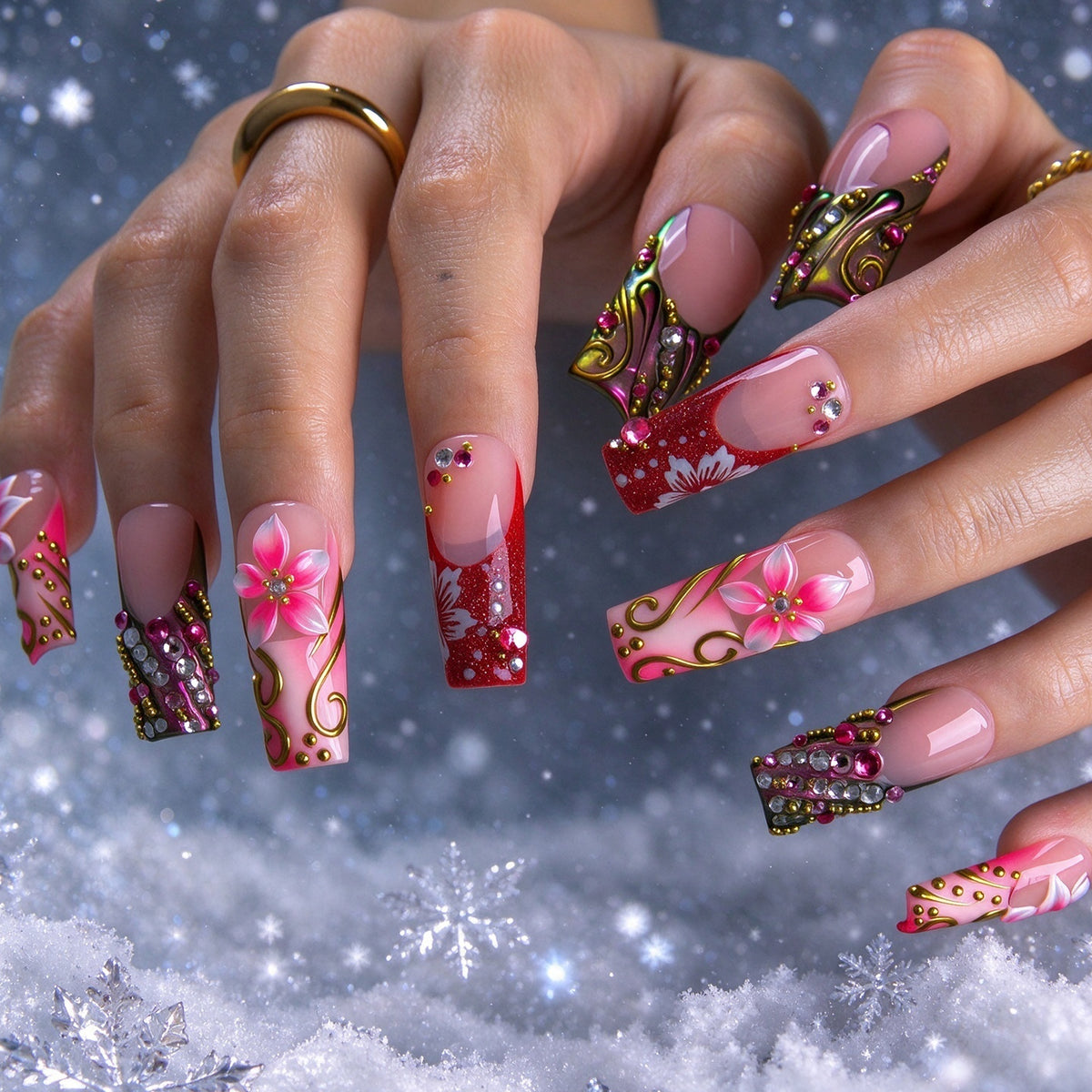 Floral Desire Handmade Nails H996