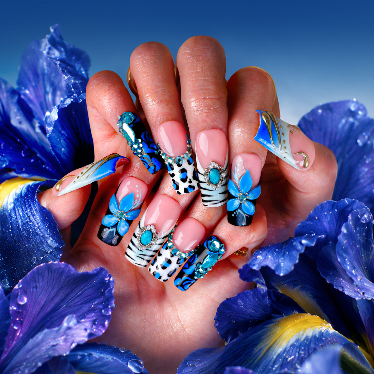 Sapphire Temptation Handmade Nails H998