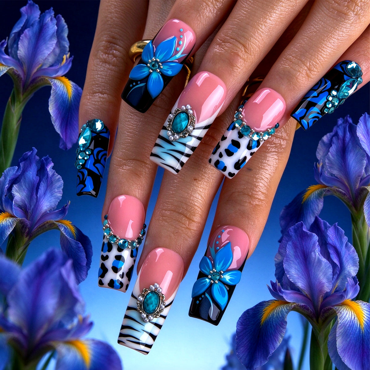 Sapphire Temptation Handmade Nails H998