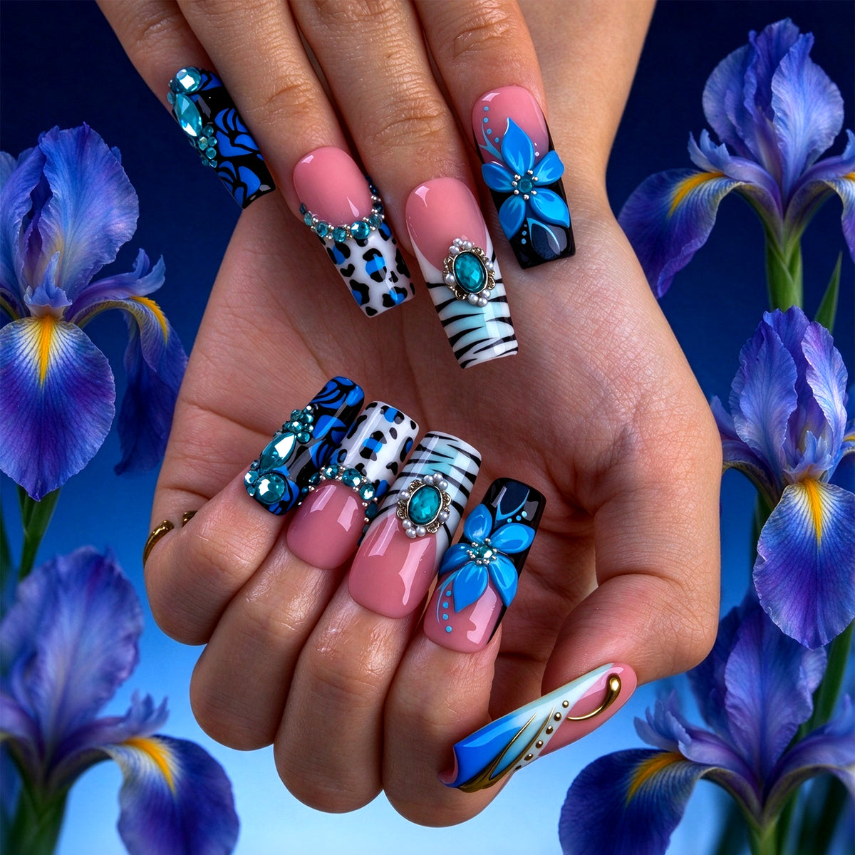 Sapphire Temptation Handmade Nails H998