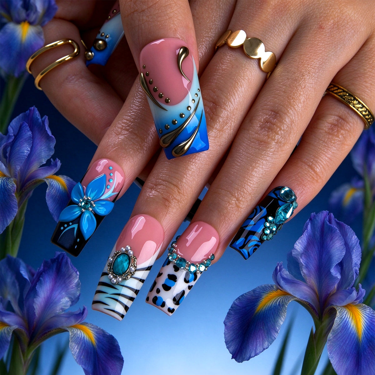 Sapphire Temptation Handmade Nails H998
