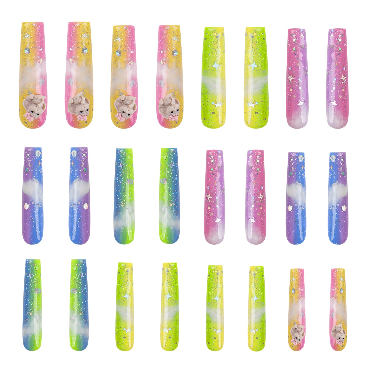 Thinking Above the Cloud Handmade Nails 24pcs H99