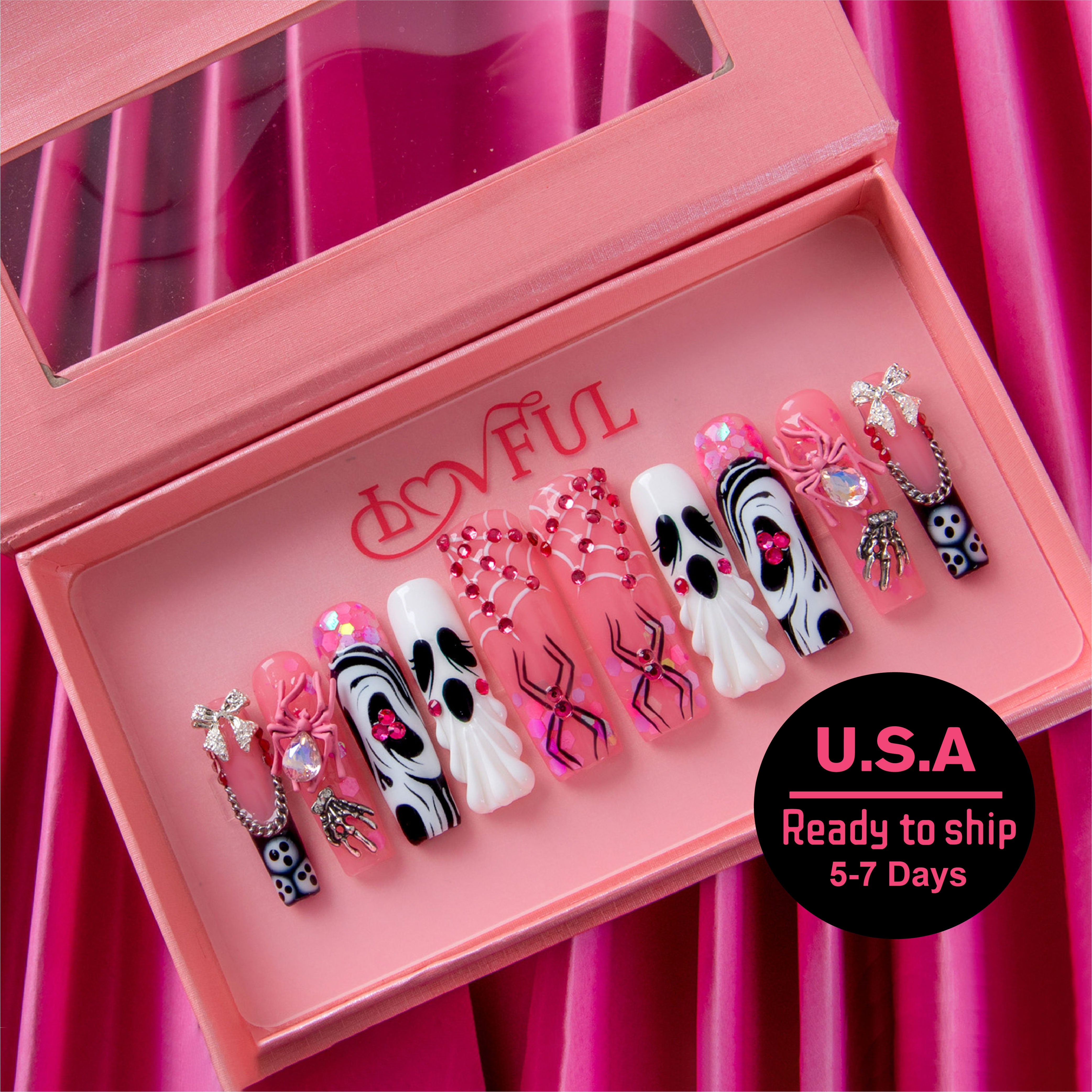 Ghost Glam Handmade Square Nails H976 RTS