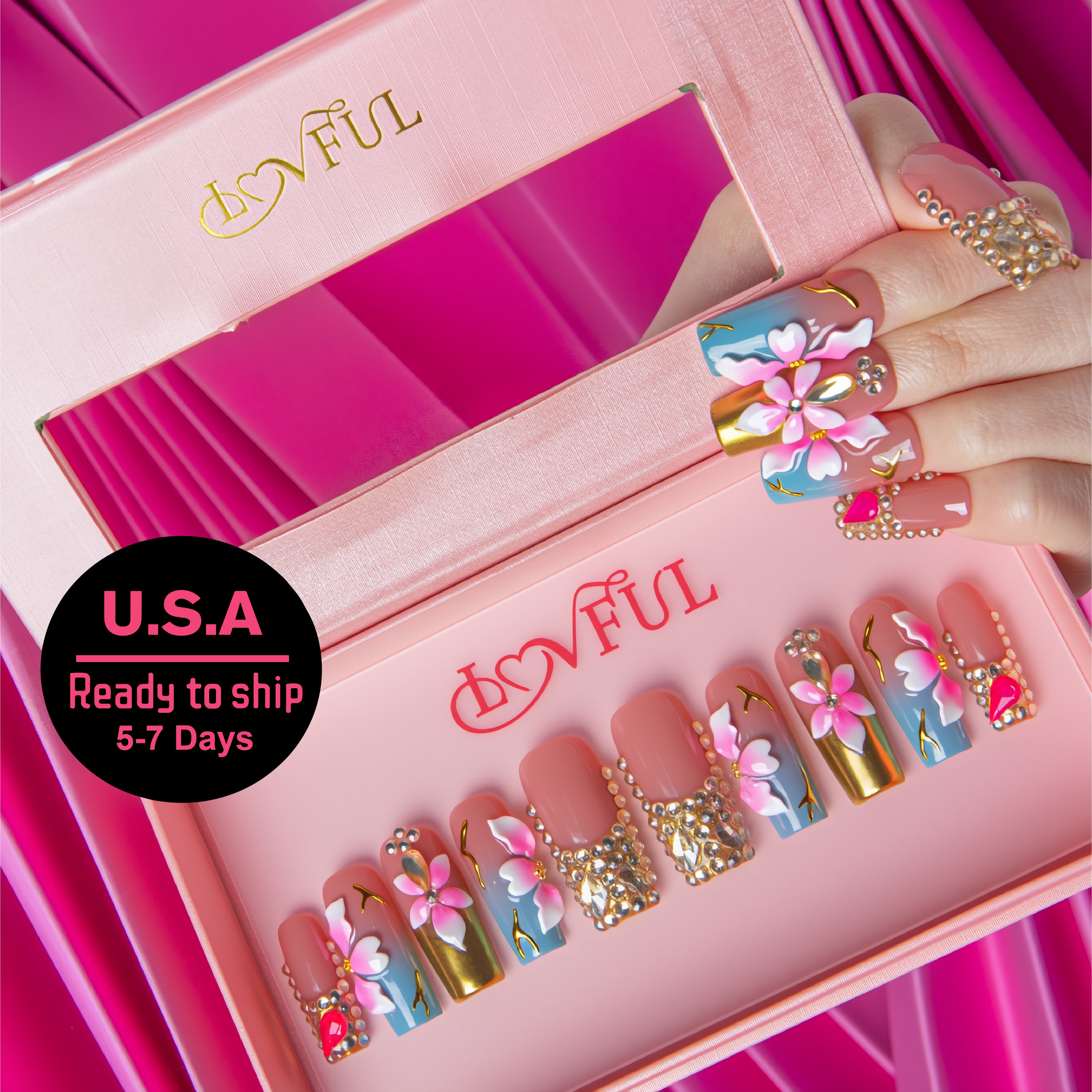 Haute Bloom Handmade Square Nails H787 RTS