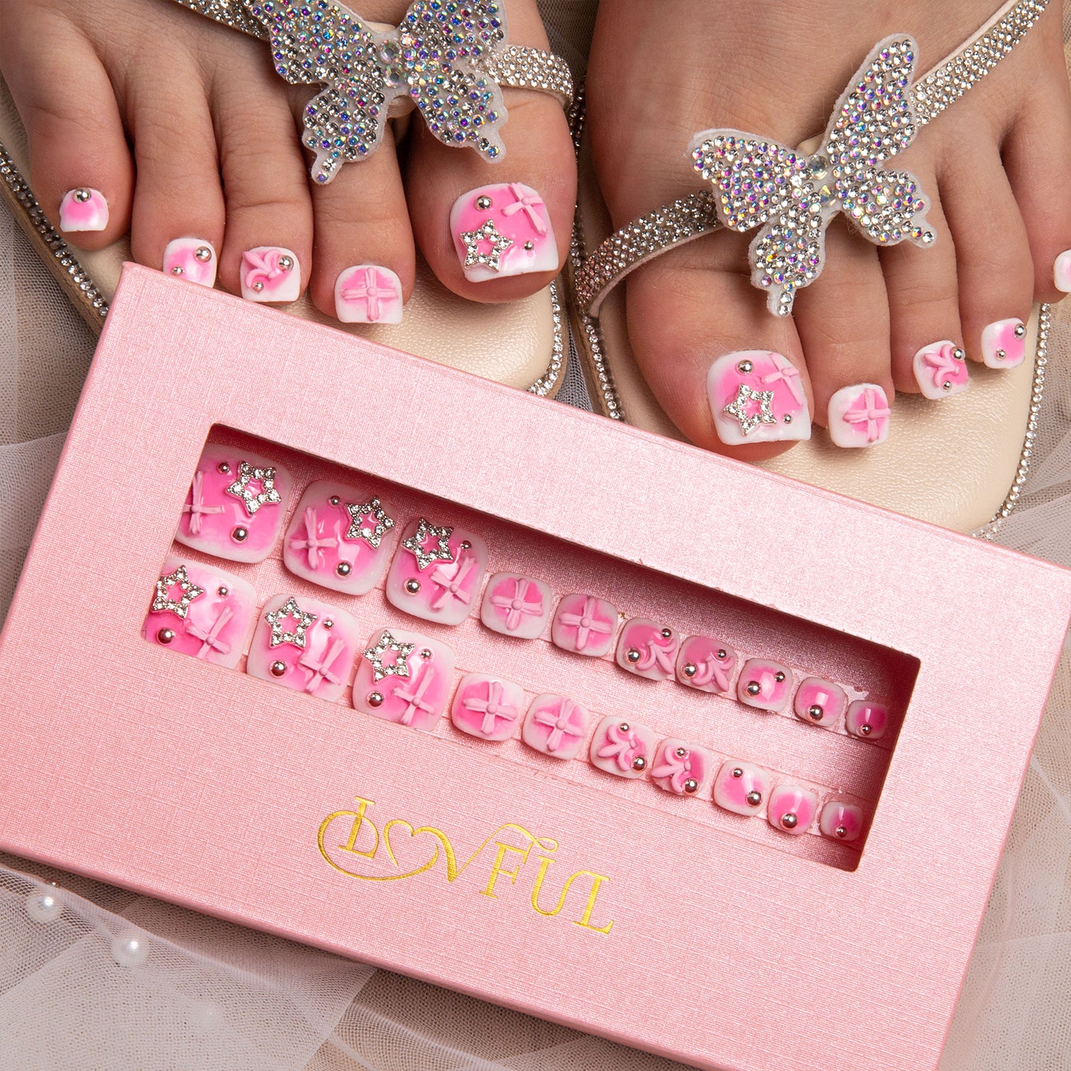 Pink Bliss T141 Toe Nails