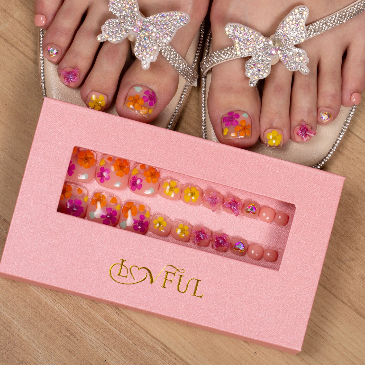 T176 - Flora - 20 Pcs FREE SIZE Toe Nails