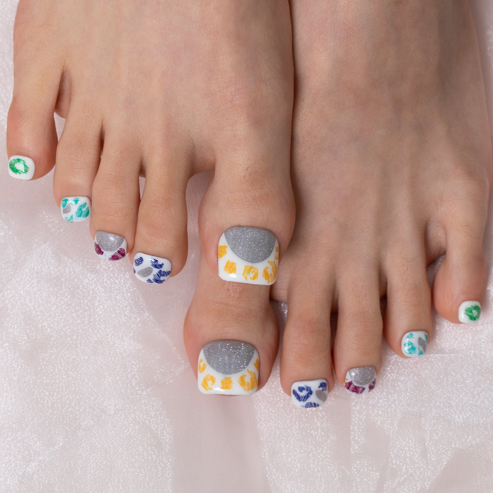 Rainbow Leopard T242 Toe Nails - 20Pcs Free Size