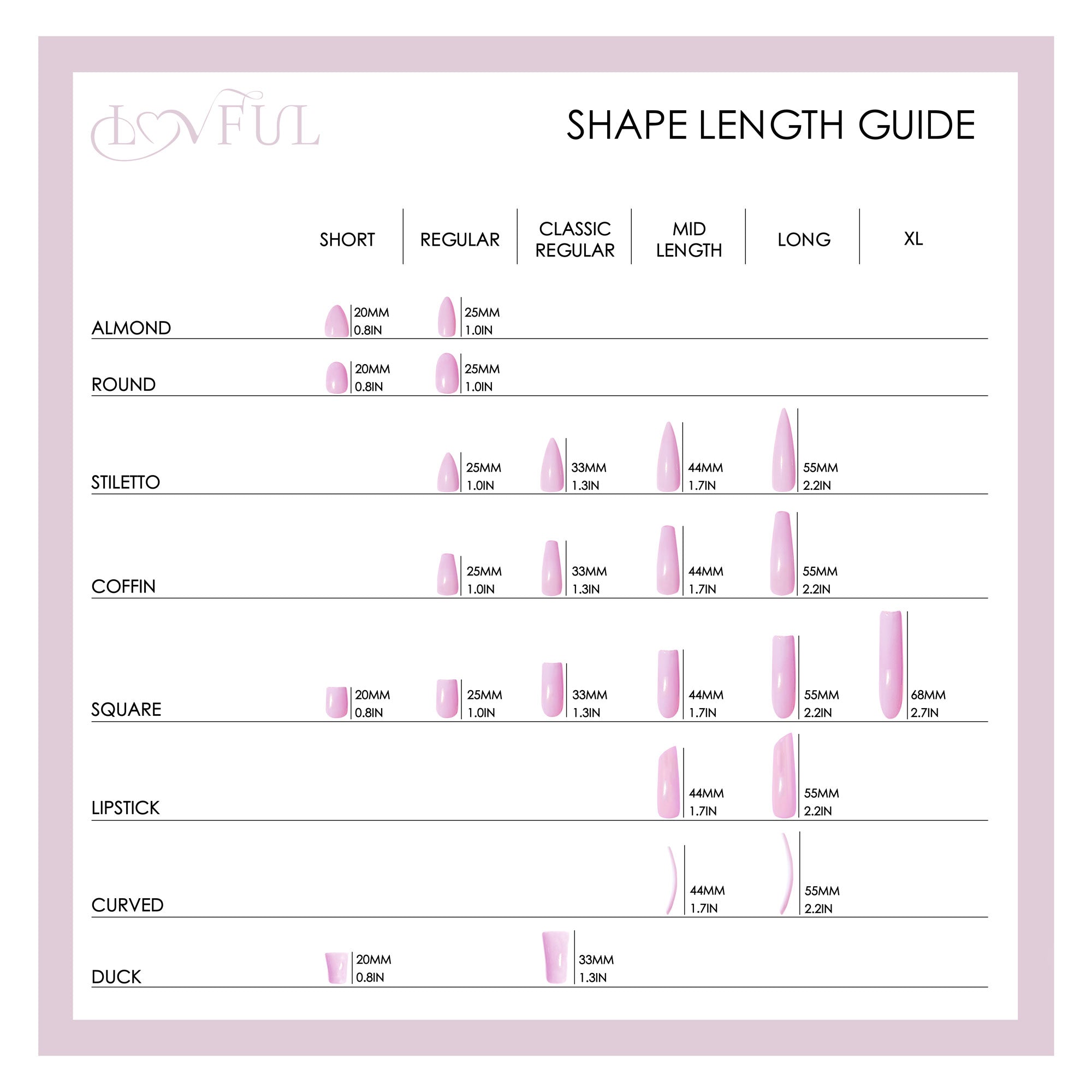 Press-on nail shapes and lengths guide