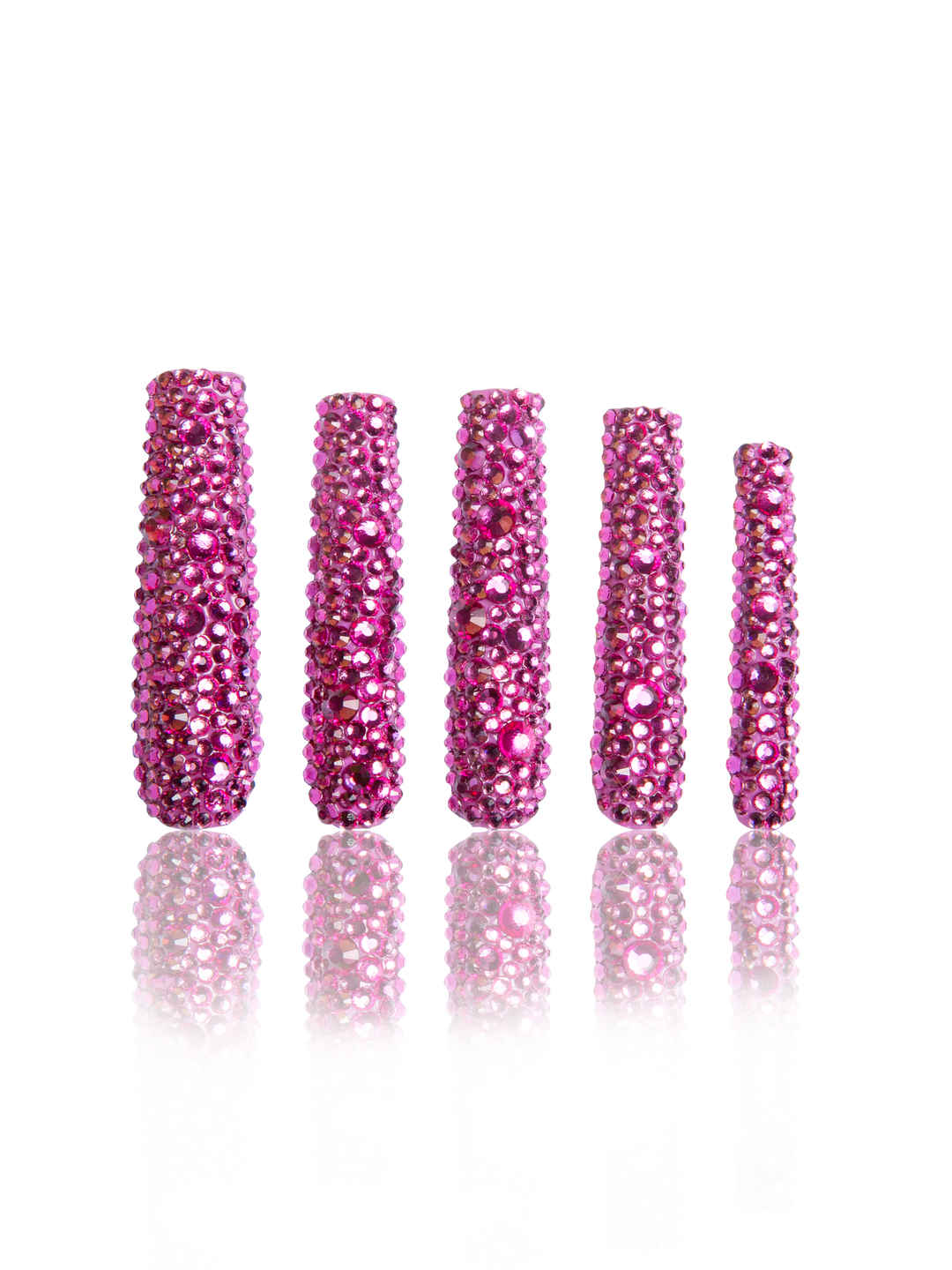 pink rhinestone press on nails