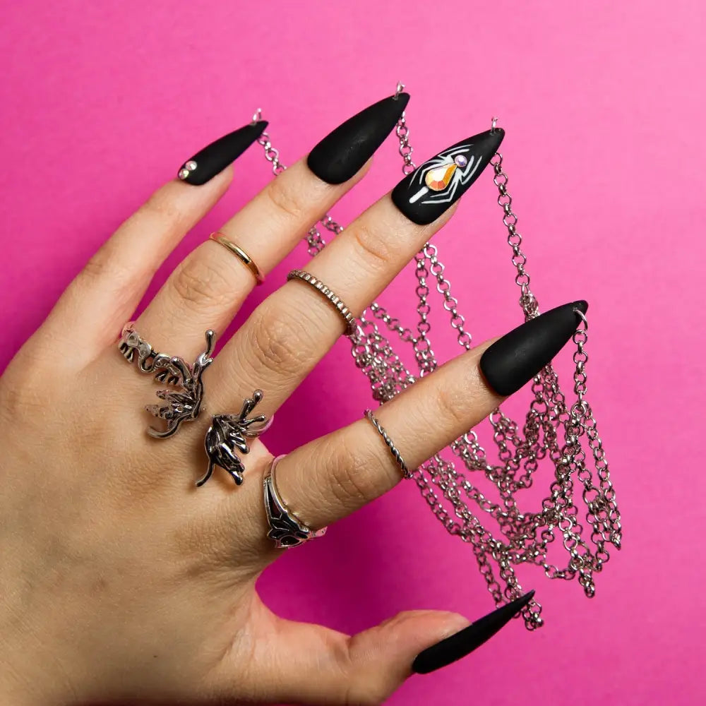 Itsy Bitsy Spider Handmade Stiletto Nails H31 Rts